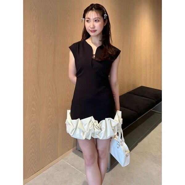 LILY BROWN バブルヘムストレッチミニワンピース バブルヘムストレッチミニワンピース(ミニワンピース