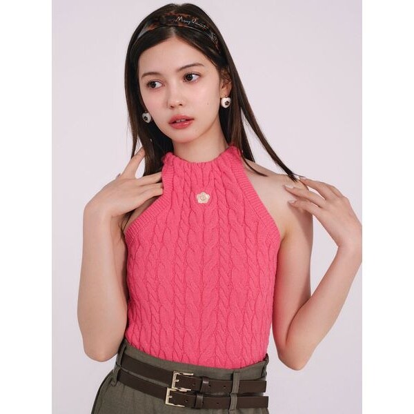 リリーブラウン デイジー刺繍アメスリケーブルニット LILY BROWN×MARY QUANT】デイジー刺繍アメスリケーブルニット(ニット