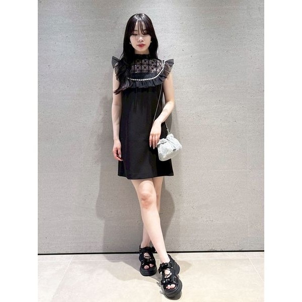 L.B CANDY STOCK]ツイードビジューAラインミニワンピース | リリー