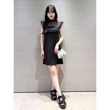 [L.B CANDY STOCK]チュールドッキングビジューミニワンピース