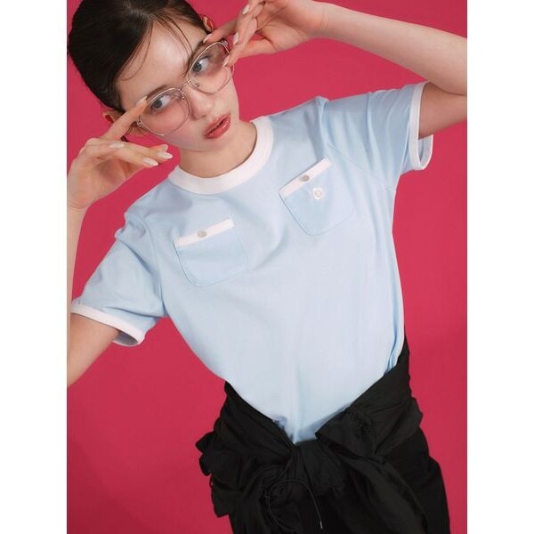 LILY BROWN×MARY QUANT ポケットリンガーTシャツ LILY BROWN×MARY QUANT】ポケットリンガーTシャツ | リリーブラウン