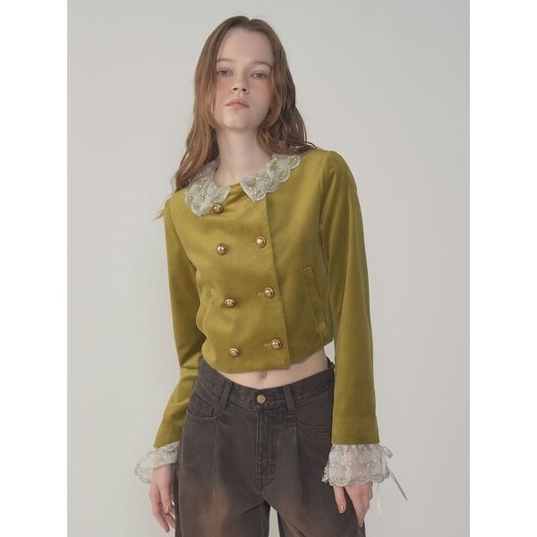 L.B CANDY STOCK]スカラップビジューアタッチドジャケット | リリー