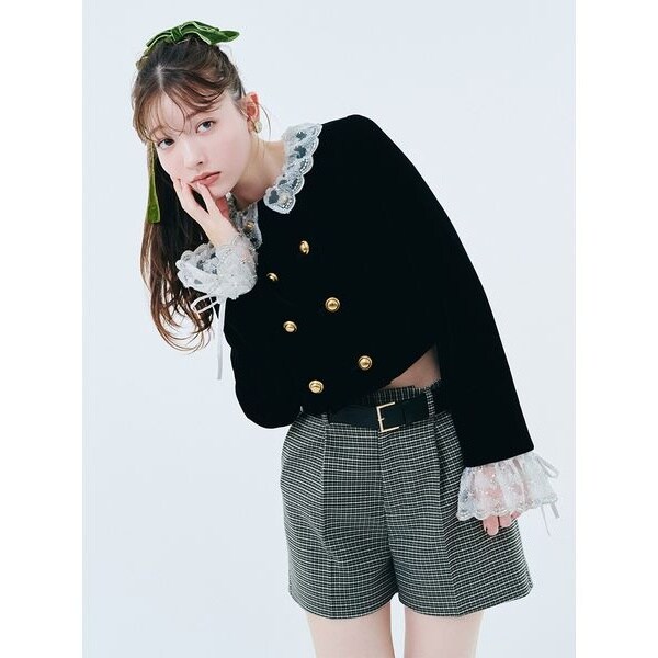 スカラップビジューアタッチドジャケット Lily Brown （リリーブラウン)スカラップビジューアタッチド