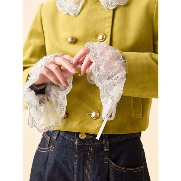 L.B CANDY STOCK]スカラップビジューアタッチドジャケット | リリー