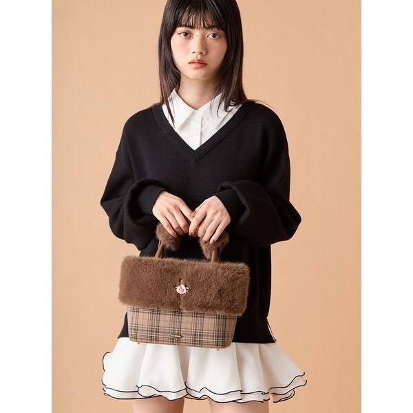 限定カラー】シャツドッキングフリルミニワンピース | リリーブラウン