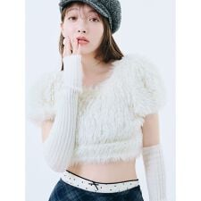 【WEB限定カラー】アームウォーマー付きフェザーヤーンコンパクトトップス
