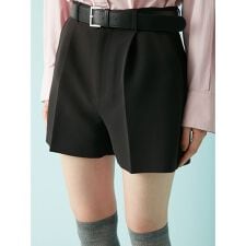 ベルト付きハイウエストショートパンツ