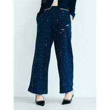 【WEB限定00サイズ】ビジューワイドスウェットパンツ