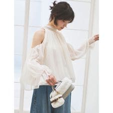 【WEB限定カラー】ドレープボウタイシフォンブラウス