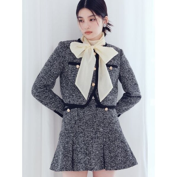 LILY BROWNマリークワント　コラボ ビジューボタンミドルファーコート LILY BROWN×MARY QUANT】ビジューボタンミドルファーコート(ノー