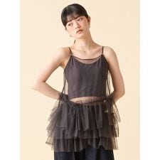 LILY BROWN Lingerie】カップ付フリルチュールキャミ | リリーブラウン 