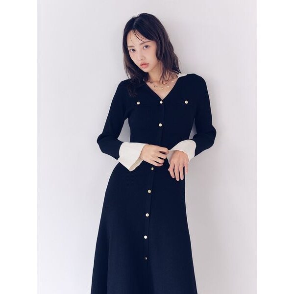 カットフリルワンピース　リリーブラウン カットフリルワンピース（マキシ丈/ロングワンピース）｜LILY