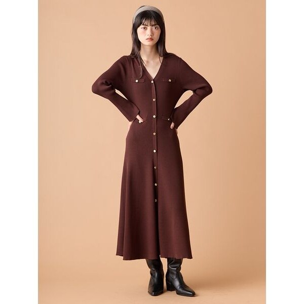 LILY BROWN(リリーブラウン)スキッパーポロニットワンピース スキッパーポロニットワンピース（マキシ丈/ロングワンピース