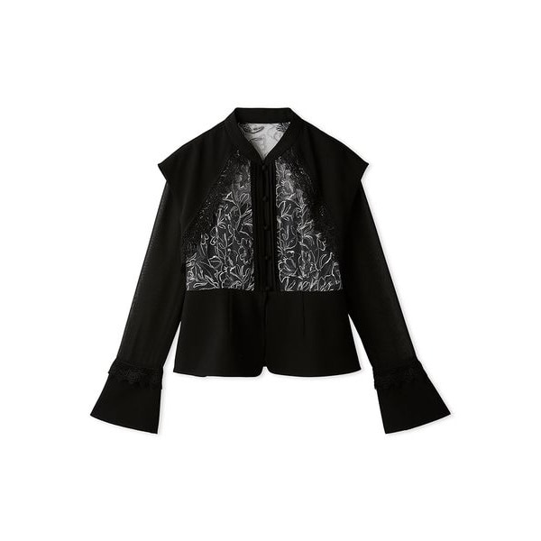 L.B CANDY STOCK]フラワービジューレースブラウス | リリーブラウン