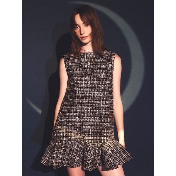 L.B CANDY STOCK]ツイードビジューAラインミニワンピース | リリー