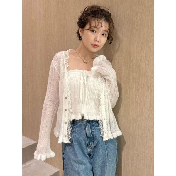 ミッソーニレディースレーストップス♡新品未使用♡① レースアップデニムビスチェ/earth music&ecology（アース