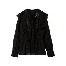 [L.B CANDY STOCK]ビジューフリルブラウス