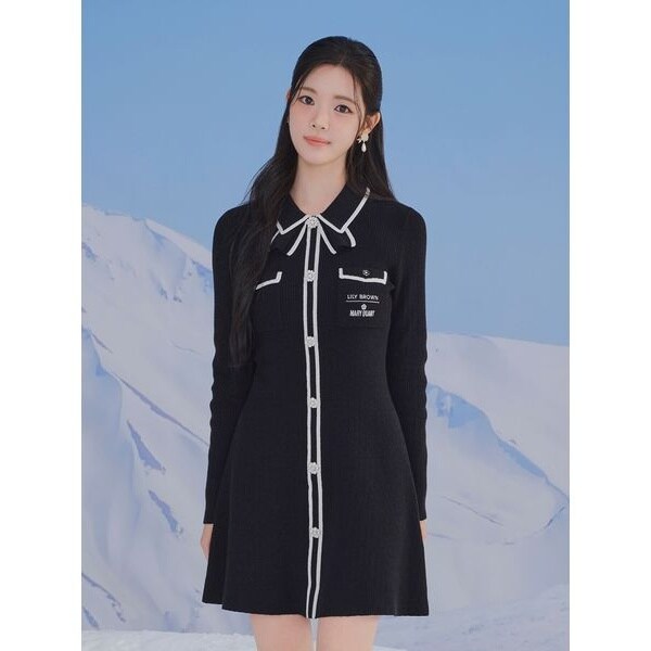 LILY BROWN×MARY QUANT】デイジー釦付きビジューミニニットワンピース