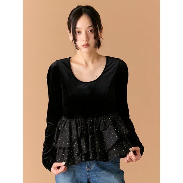 ベロアペプラムフリルトップス | リリーブラウン(LILY BROWN) | マルイ