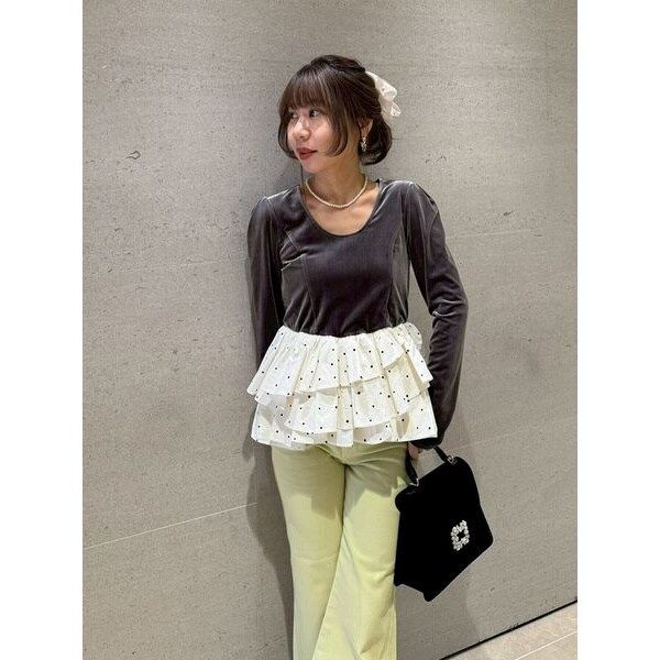 ベロアペプラムフリルトップス | リリーブラウン(LILY BROWN) | マルイ
