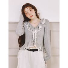 限定カラー】ボリュームフリルニットトップス | リリーブラウン(LILY 