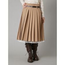 ベルト付きレースプリーツスカート