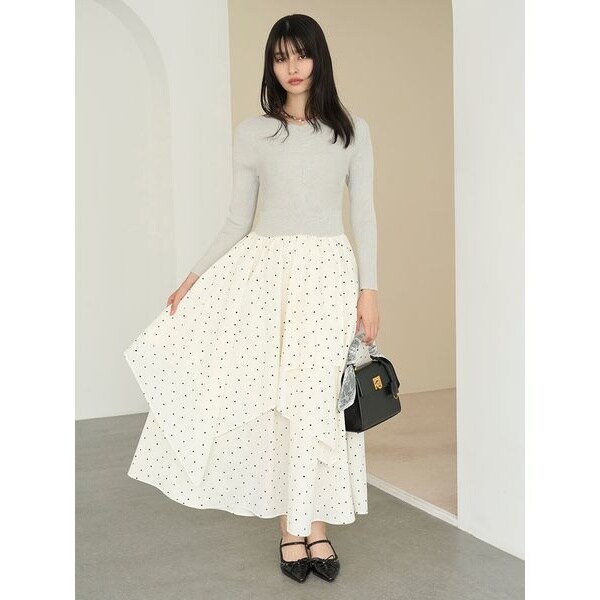 LILY BROWN ドッキングシャツワンピース Vネックニットトップス LILY BROWN ドッキングシャツワンピース Vネックニットトップス ニット