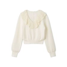 レースカラーニットトップス