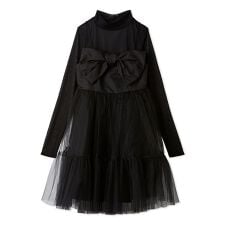 フロントリボンチュールミニドレス