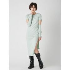 アームウォーマー付きハーフスリーブニットワンピース