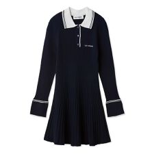 ロゴ刺繍ポロニットミニワンピース