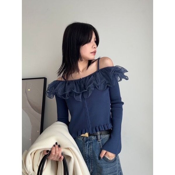 専用ラッフルオフショルニット ラッフルオフショルニット【WEB限定カラーあり】(ニット