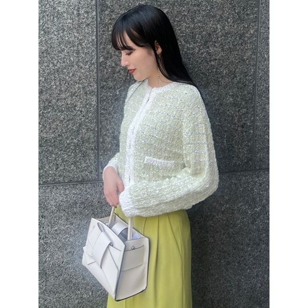 FRAY I.D ツイード　ノーカラージャケット　ニットカーディガン　春物 ツイードニットカーディガン | フレイ アイディー(FRAY I.D