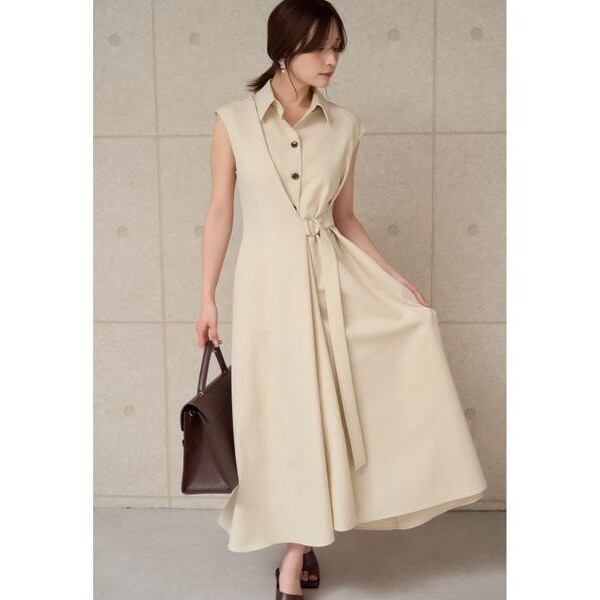 【I AM MARI】カシュクール襟 ラップ フレア シャツ ワンピース カシュクールラップワンピース | フレイ アイディー(FRAY I.D