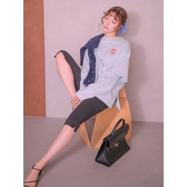 FRAY I.D サイドスリットバイカーショーツ (ブラック) ストレッチ サイドスリットバイカーショーツ(ショート・ハーフパンツ