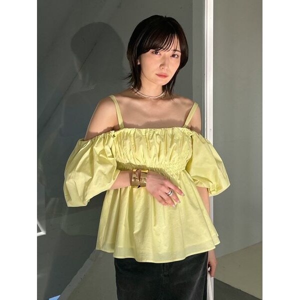 「PERNA」 長袖ブラウス FREE イエロー レディース シフォンブラウス】イエロー フロントフリル 春 秋 長袖 黄色