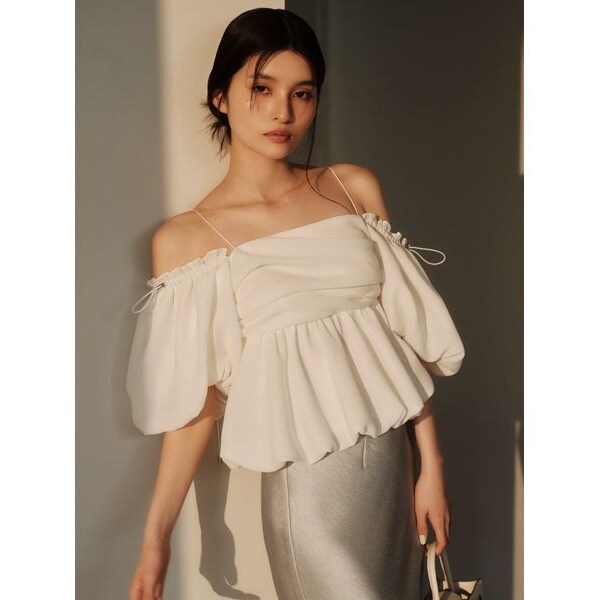完売品　フレイアイディー　3wayオフショルパフスリーブブラウス／ウォッシャブル 3wayオフショルパフスリーブブラウス／ウォッシャブル（シャツ