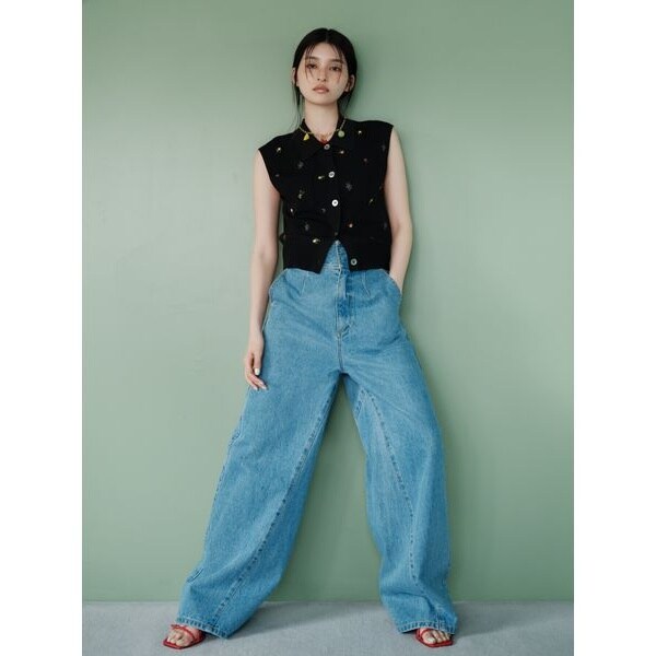 FRAY I.D 最新モデル　ハイウエストデニムパンツ　完売　フレイ ハイウエストバックルデニムパンツ | フレイ アイディー(FRAY