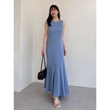 アシメヘムカットリブタンクワンピース／ウォッシャブル