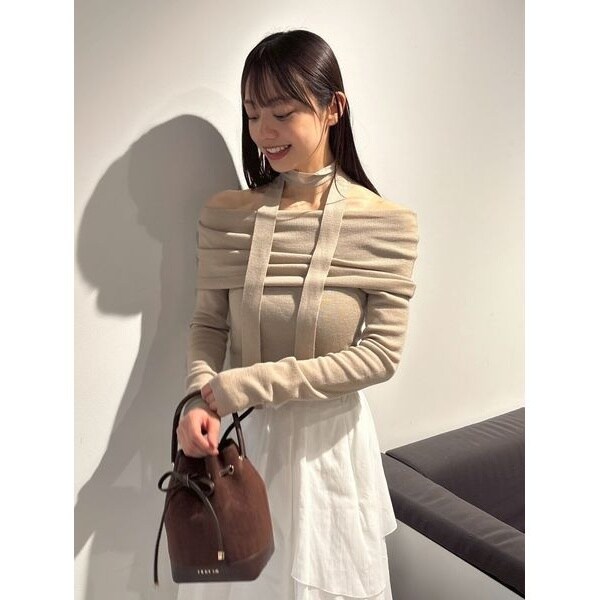 Spick&Span 22AW ウォッシャブルウールフリル ニットプルオーバー Spick&Span 22AW ウォッシャブルウールフリル ニットプル