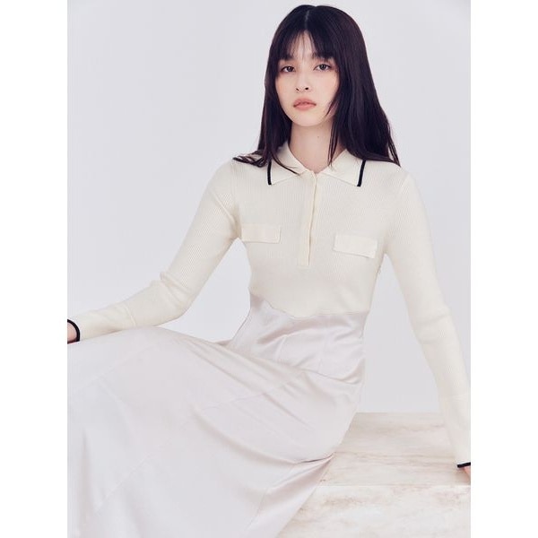 【今季】極美品★FRAY I.Dサテンタックフレアワンピース/アイボリー FRAY I.D｜サテンタックフレアワンピース/ウォッシャブル