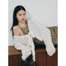 フレイ アイディー(FRAY I.D)のネット編みシャギーボーダーカーデ