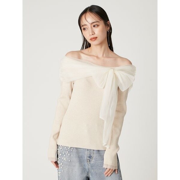 3wayリボンオフショルニットプルオーバー | フレイ アイディー(FRAY