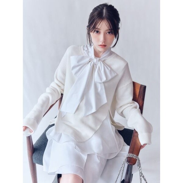 リボンタイコンビニットチュニック | フレイ アイディー(FRAY I.D