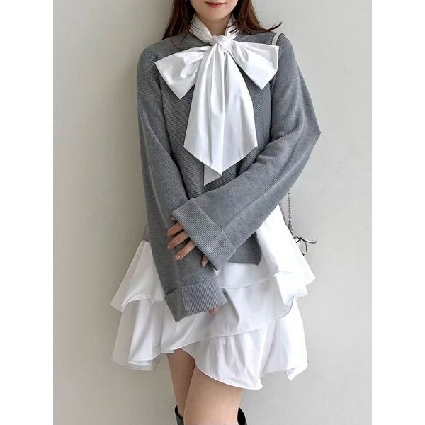 リボンタイコンビニットチュニック | フレイ アイディー(FRAY I.D