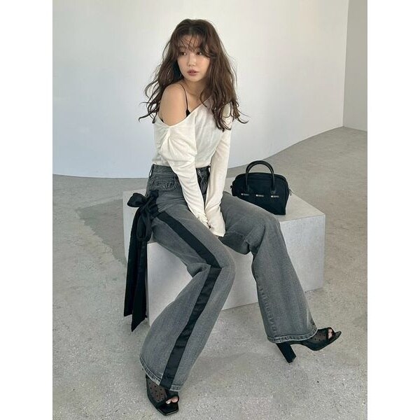 00サイズ】ハイウエストセンタープレスワイドデニム | フレイ