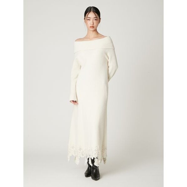 FRAY I.D（フレイ アイディー） フォックスウールレースヘムワンピース フォックスウールレースヘムワンピース(ニットワンピース)｜ワンピース