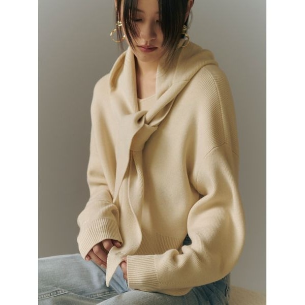 ウォッシャブルカシミヤシルクボートネックニット／ウォッシャブル