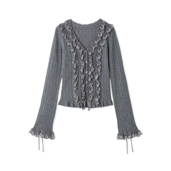 ショルダーチュールフリルニットカーディガン | フレイ アイディー