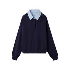 シャツカラーポロニットプルオーバー